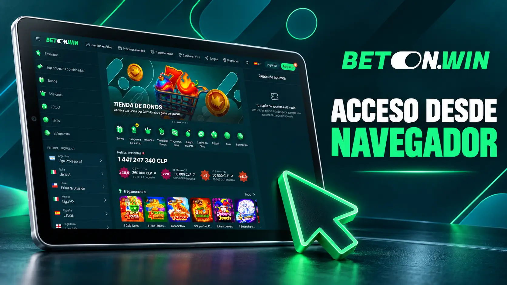 BetOnWin App y acceso al casino desde el navegador